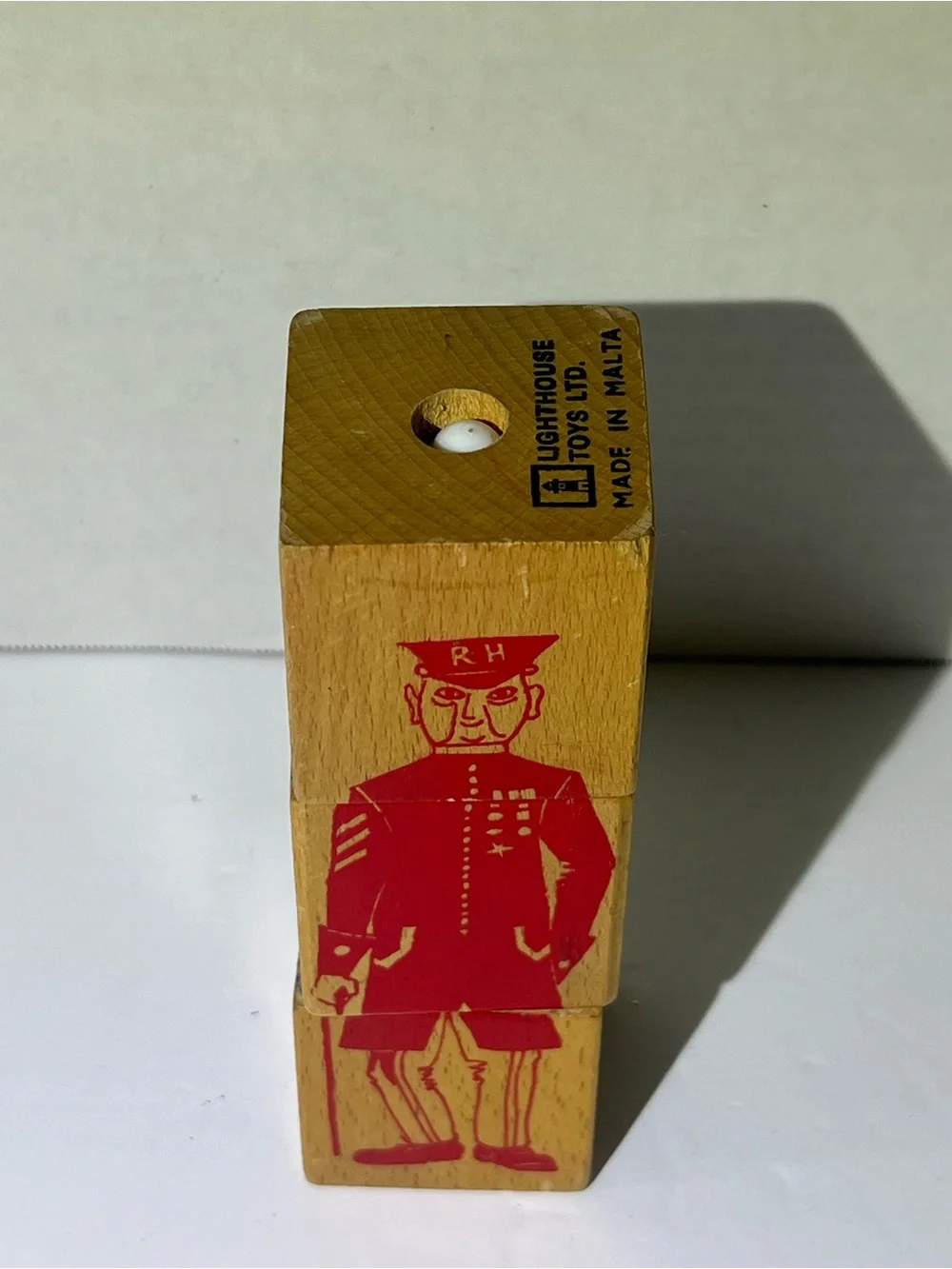 Vintage Lighthouse Toys Malta Wooden Mix & Match Character Block Puzzle
